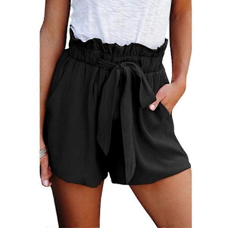 Naisten yksiväriset joustavat shortsit kesäksi, rennot korkeavyötäröiset