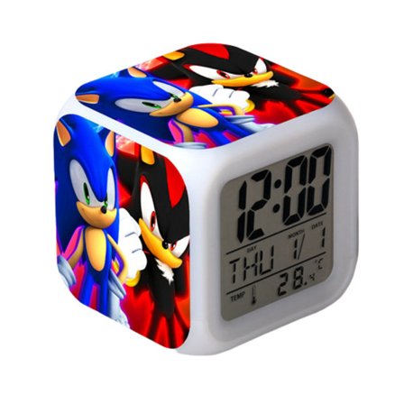 Sonic the Hedgehog Värikäs Herätyskello LED-Neliökello Digitaalinen Herätyskello Ajan, Lämpötilan, Herätyksen, Päivämäärän kanssa