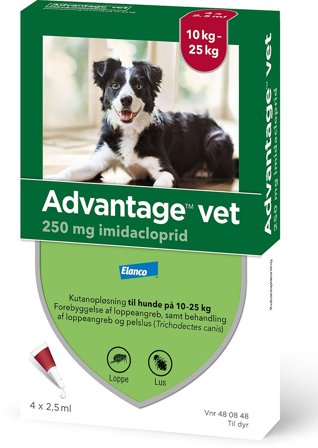 Advantage Vet Spot-on til Hund Hund 10-25 kg (4X2,5 ml), Tøj & Bolig, Flåter & Lopper, Flåt- Og Loppemiddel Til Hunde