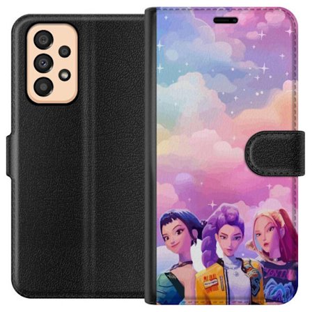 Kompatibel Tegnebogsetui til Samsung Samsung Galaxy A33 5G Farverig poppige pige trio med futuristisk stil og pastellere himmel moderne illustration p
