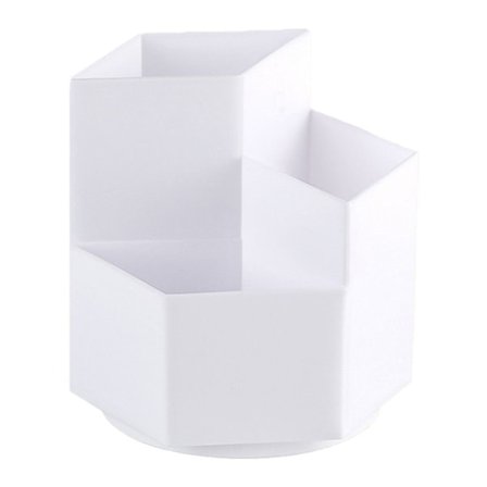 Roterande pennhållare, mångsidig, 3 uppdelade fack, roterande, vit