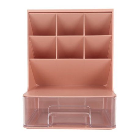 Skrå Penneholder til Studerende med Skuffe Stor Kapacitet Afrundede Hjørner Skrivebord Stationery Organizer til Skole Pink