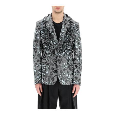 Comme des Garçons, skull floral jacket Grijs, Heren, Maat:M
