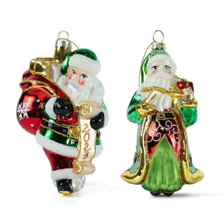 Glassjulepynt med julenissen til juletreet, 2-pakning, kunst og håndverk