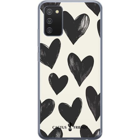 Kompatibel Mobilcover til Samsung Samsung Galaxy A02s Cactus and Friends - Bold Black Love Pattern