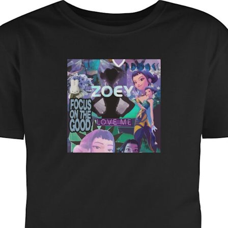 Barn T-skjorte Kpop Demon Hunters Zoey Fokus på det gode Elsk meg Lilla Fantasy Kunst