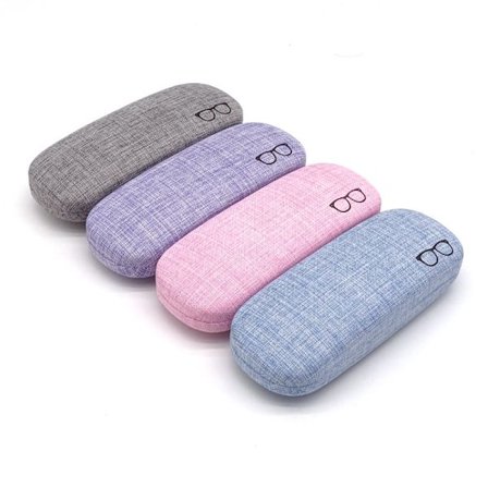 4 kpl kovia pellava-kangas silmälasikoteloita (4 väriä)