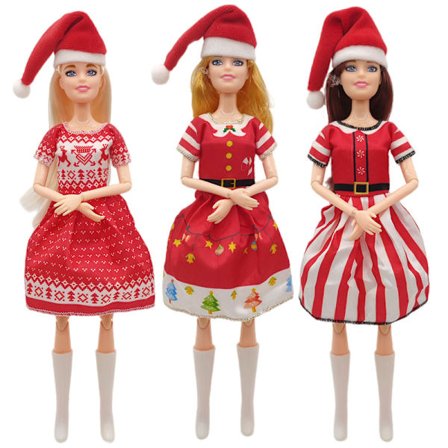 11 tum Santahatt-set klä upp mode barbie docka prinsessklänning