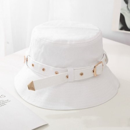 Bomull Bucket Hats Dam Sommar Hatt VIT