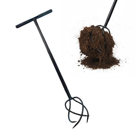 Trädgårdskratta med handtag – 4 spiralformade tänder