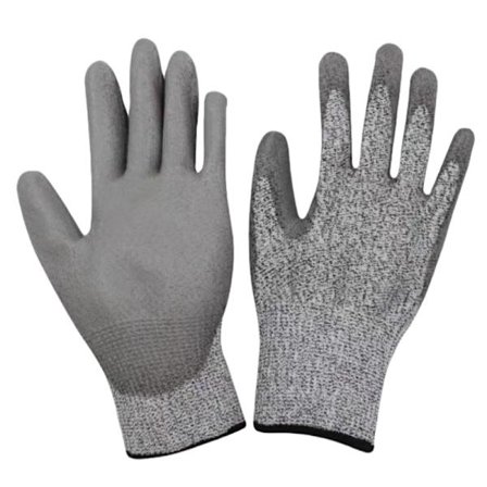 Niveau 5 skærefaste handsker, PU-belagte arbejdshandsker, sikkerhedshandsker, størrelse S Grey S