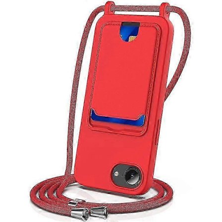 Skal för iPhone 16e med flytande silikon, korthållare och snodd