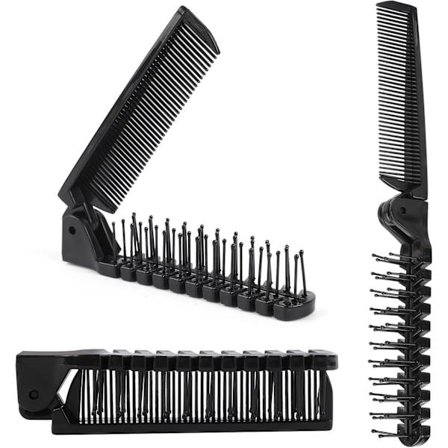 3-pak foldbar kam, rejsekam, foldbar børste, bærbar hårbørste, lommekam til mænd, dobbelt hårbørste