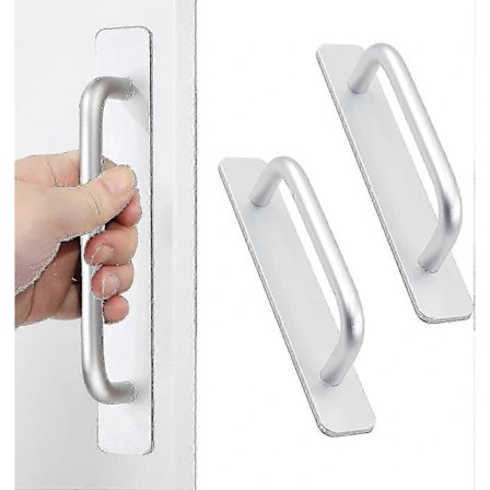 【PP】2-pak Selvklæbende Møbelhåndtag, Aluminium Skabshåndtag, Skuffehåndtag, Håndtag Uden Boring til Garderobe, Balkondør (148 mm, Sølv)