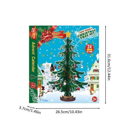Tee-se-itse joulukuusen adventtikalenteri mini puinen pöytätietokone joulukuusi ja riipussarja Lähtölaskentakalenteri Joululahjat lapsille style 2