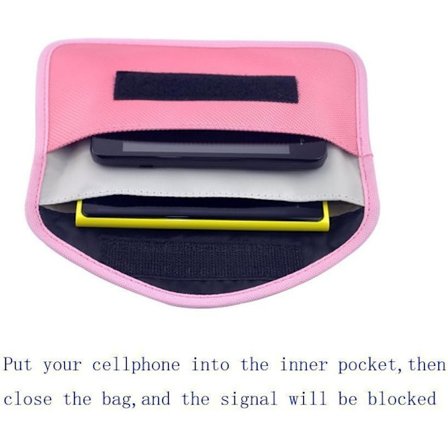 Stor Faraday-taske, WiFi/GSM/LTE/NFC/RF-signalblokeringslomme til mobiltelefoner, kreditkort, bilnøgler, nøglefri adgangsnøgle - Pink