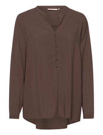 Carelina L/S Top Wvn Blus Långärmad Brun ONLY Carmakoma