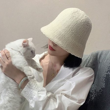 Efterårs vinterhue strikket hue HVID