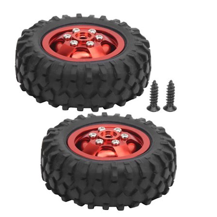 2 stk. lastebilhjul gummidekk 55 mm dia aluminiumslegering passer for WPL D12 1/10 RC bil rød