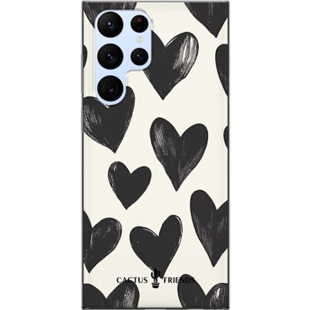 Kompatibelt Mobildeksel til Samsung Samsung Galaxy S22 Ultra 5G Cactus and Friends - Bold Black Love Pattern