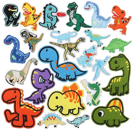 Dww-dinosaurus-silityslappu, 24 kpl dinosauruslappu-tarrasovelluskirjonta-laput koristelaput vaatteille hattu T-paidalle
