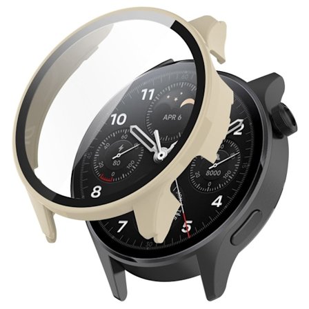 Xiaomi Watch S1 Pro protective case with tempered glass - Ivory White