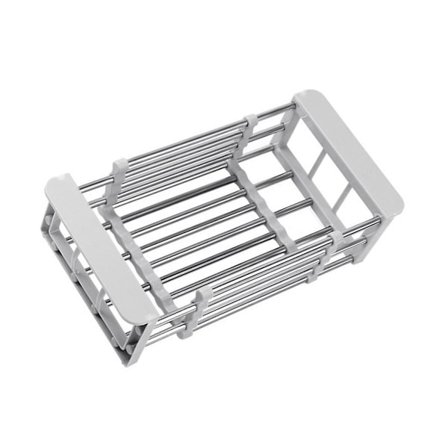 Utdragbar Köksdiskställ i Rostfritt Stål, Diskavloppskorg, Frukt- och Diskställ