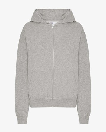 Organic Oversized Zip Hood - Heather Grey