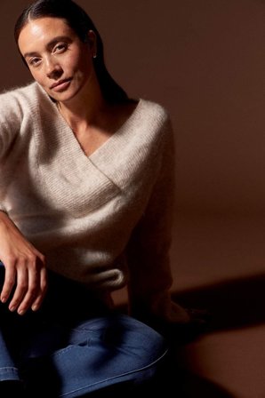 Cellbes of Sweden - Genser Premium i mohair- og ullblanding i gråbeige / melert for damer i størrelse 42/44