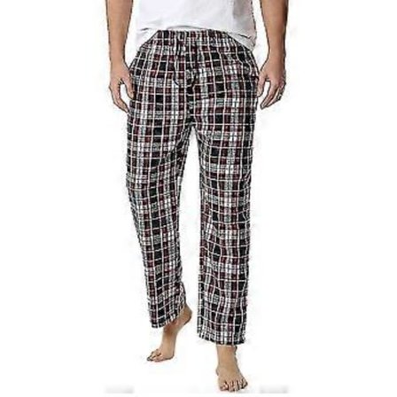 Herreternet bomulds pyjamasbukser/YY(3XL Sort.Hvid.Rød)