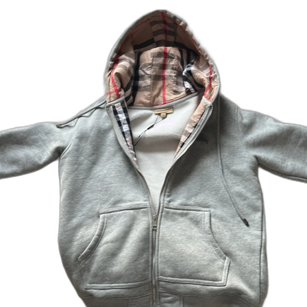 Grå hoodie från Burberry med dragkedja