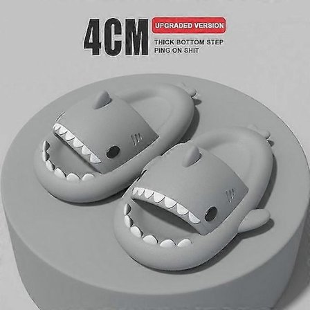 2022 Haj Slippers Skridsikre Badesandaler Bløde Sommersandaler Til Mænd Kvinder Grå 36-37