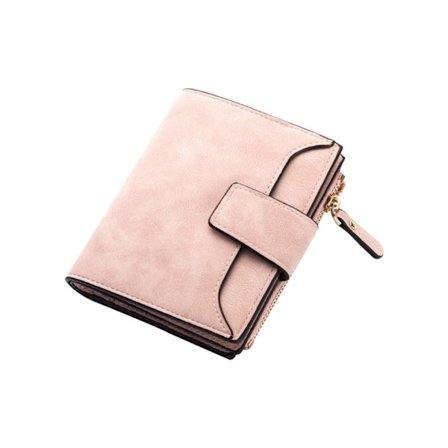 Damepung RFID-beskyttet ægte læder bifold pung dame lynlås møntpung til ID-mønter sedler betalingskort rejsekort