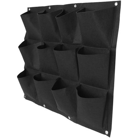 Vægmonteret Plantepose Vertikal Hængende Haveplanter til Indendørs Udendørs Dekoration, Sort (12 Lommer)