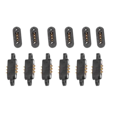 6 Par Springbelastede Magnetiske Pogo Pin-Stik 3 Positioner Magneter Pitch 2,3 MM Gennem Huller Mal