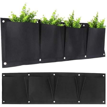 4-fickor väggmonterad planter horisontell blomkruka hängande planteringsväska 100 x 30 cm