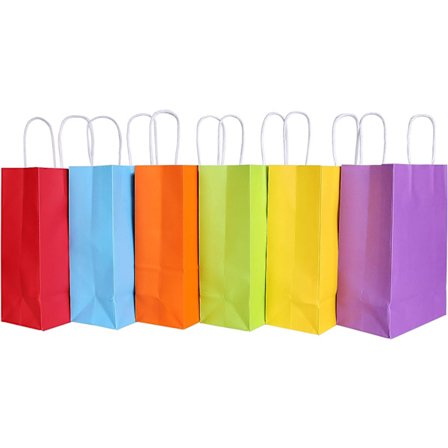 6 stk. Kraft papir gaveposer med håndtag i forskellige farver (Rai