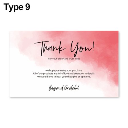 Mordely 30PCS / Pack tack för din beställning Uppskatta kort TYP 9 TYP