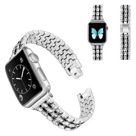 Apple Watch Series 6 / 5 44mm strass décor klockarmband - silver / svart