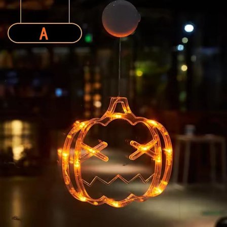 Halloween LED Imuvalaisin Ikkunaan Ripustettava Kurpitsa Aave Noita Ha