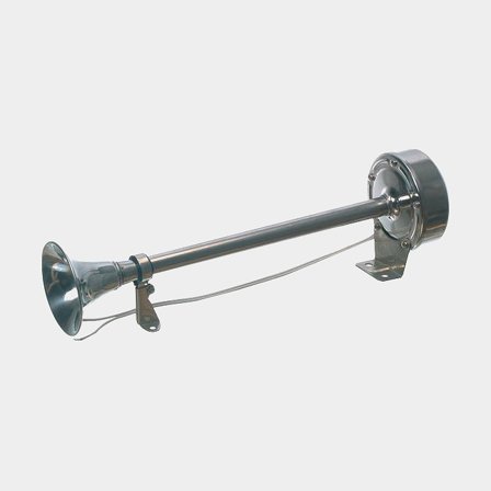 Corno da segnalazione per barca / tromba 12 V AAA, acciaio inox, elettromagnetico, esterno, 400 mm