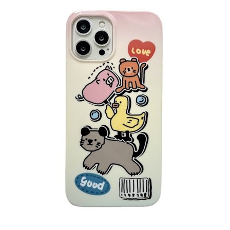 Kompatibel med iPhone 13 Pro Max case för kvinnor, flickor tonåringar, phone case med kameraskydd, Kawaii Animals Silikon Apple 13 Pro Max cover