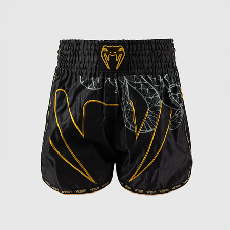 Kampsportstøj Venum Serpenti Muay Thai-Shorts Sort Sølv Guld - Bodyman.dk