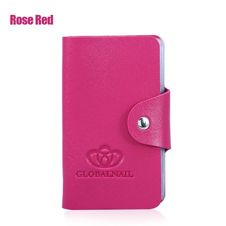 24 Slots Neglekunst Stempel Skabelon Holder Opbevaringspose Etui Stempel Organizer (Rose Red)