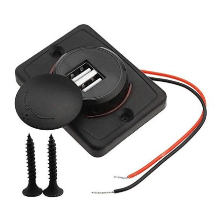 Kaksiporttinen USB-autolaturi, 5V/3.1A 12V vedenpitävä LED-auton kaksois-musta ABS USB-portti laturi pistorasia matkailuautoon veneeseen