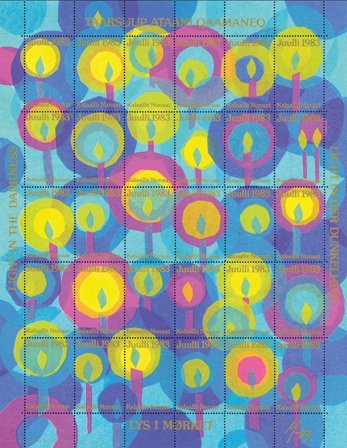 Grønland - Julemærkeark 1983 - Utakket venstre og højre marginal - Ufoldet