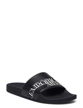 Slipper Pu Logo Outl Shoes Summer Shoes Pool Sliders Svart Emporio Armani