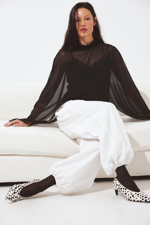 NA-KD Mesh Cape Top - Bolero toppe - Sort - L