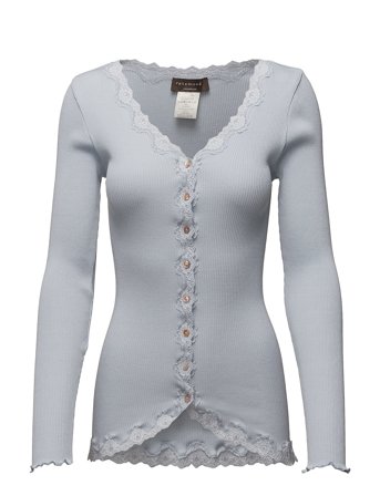Rosemunde Rwbabette Silk Ls V-Neck Lace Cardi - Grey - M