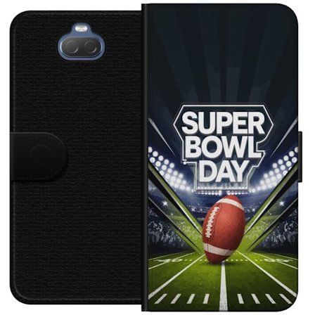 Yhteensopiva Lompakkokotelo Sony Xperia 10 Super Bowl Day juliste, jossa amerikkalainen jalkapallo valaistuksella varustetulla areenalla dramaattisess